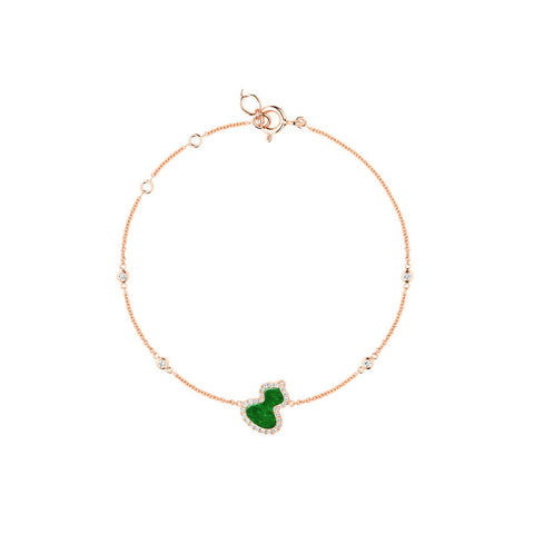 Qeelin Wulu Petite Bracelet-Qeelin Wulu Petite Bracelet - WU-BR0016B-RGDGJE - Petite Wulu bracelet in 18K rose gold with diamonds and jade