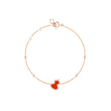 Qeelin Wulu Petite Bracelet-Qeelin Wulu Petite Bracelet - WU-BR0016D-RGDRA - Petite Wulu bracelet in 18K rose gold with diamonds and red agate