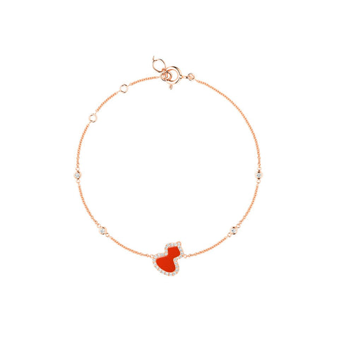 Qeelin Wulu Petite Bracelet-Qeelin Wulu Petite Bracelet - WU-BR0016D-RGDRA - Petite Wulu bracelet in 18K rose gold with diamonds and red agate