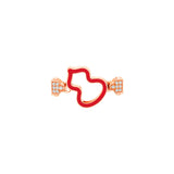Qeelin Wulu Small Buckle with Red Enamel-Qeelin Wulu Small Buckle with Red Enamel - WU-030-BU-RGDREDE - 18 karat rose gold small wulu buckle with diamonds and red enamel