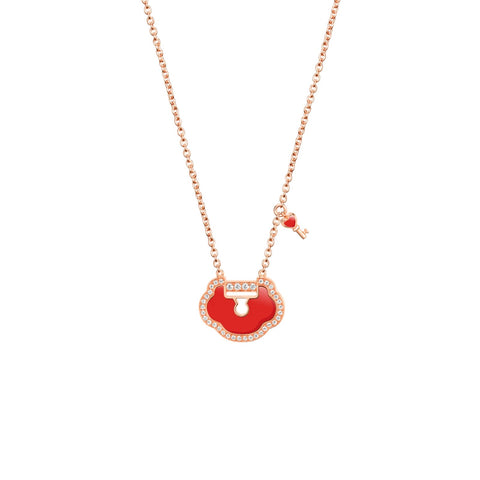 Qeelin Yu Yi Lock Necklace-Qeelin Yu Yi Lock Necklace - YYL-040-NL-RGDRA