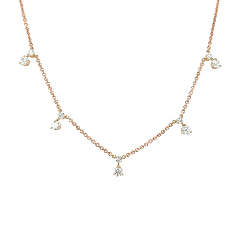 Roberto Coin 5 Station Diamond Necklace-Roberto Coin 5 Station Diamond Neckalce - 111460AXCHX5 - Roberto Coin 5 Station Diamond Necklace in 18 karat rose gold.
