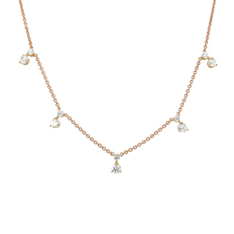 Roberto Coin 5 Station Diamond Necklace-Roberto Coin 5 Station Diamond Neckalce - 111460AXCHX5 - Roberto Coin 5 Station Diamond Necklace in 18 karat rose gold.