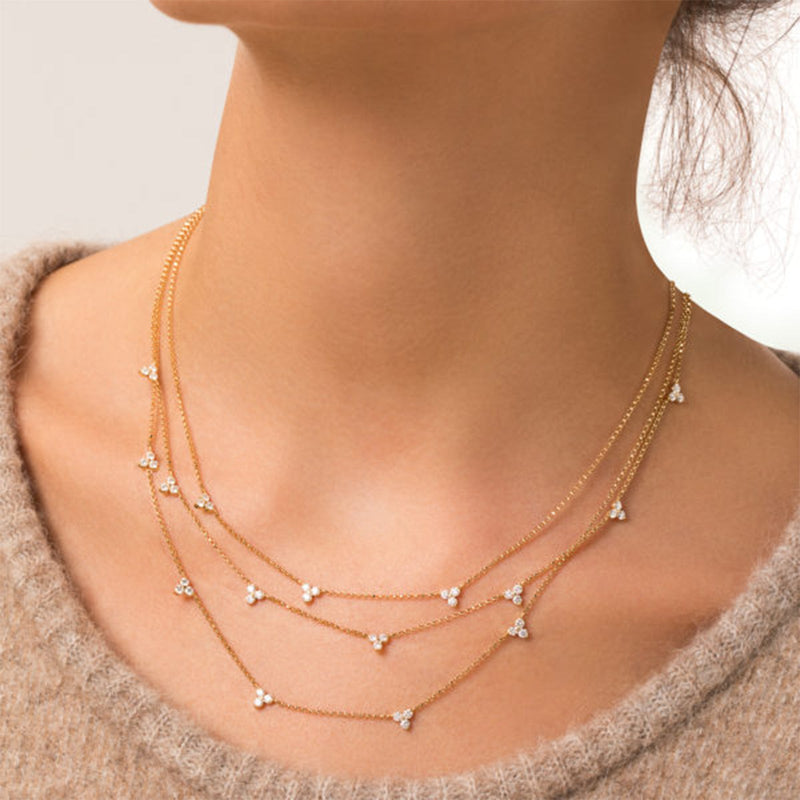 Roberto Coin Diamonds by the Inch 7 Station Flower Necklace-Roberto Coin Diamonds by the Inch 7 Station Flower Necklace - 7773262AY17X