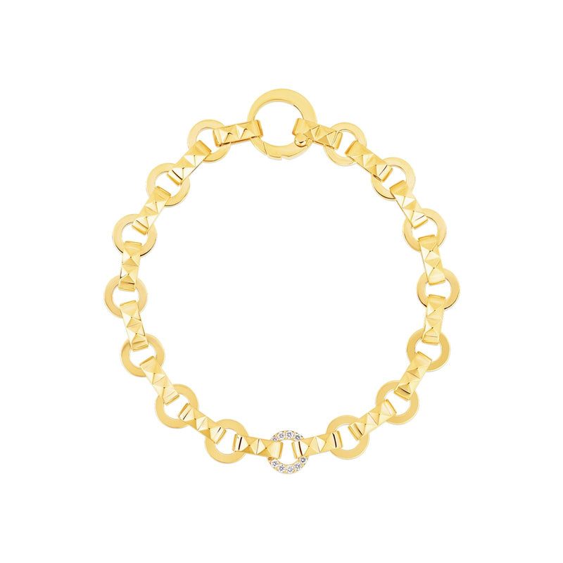 Roberto Coin Obelisco Diamond Accent Petite Bracelet-Roberto Coin Gold Obelisco Diamond Accent Petite Bracelet - 8882742AYLBX