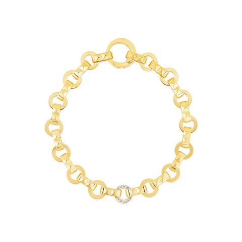 Roberto Coin Obelisco Diamond Accent Petite Bracelet-Roberto Coin Gold Obelisco Diamond Accent Petite Bracelet - 8882742AYLBX