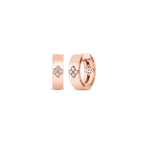 Roberto Coin Love in Verona Small Diamond Flower Hoop Earrings-Roberto Coin Love in Verona Small Diamond Flower Hoop Earrings - 8882970AXERX