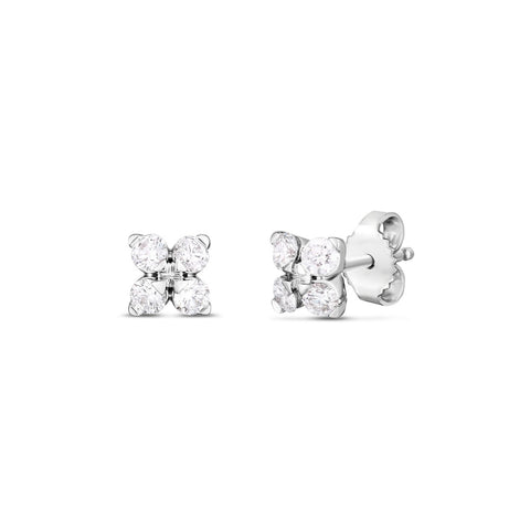 Roberto Coin Love in Verona Small Flower Diamond Stud Earrings-Roberto Coin Love in Verona Small Flower Diamond Stud Earrings - 111473AWERX0