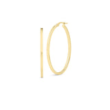 Roberto Coin Perfect Gold Large Square Edged Oval Hoop Earrings-Roberto Coin Perfect Gold Large Square Edged Oval Hoop Earrings - 556027AYER00