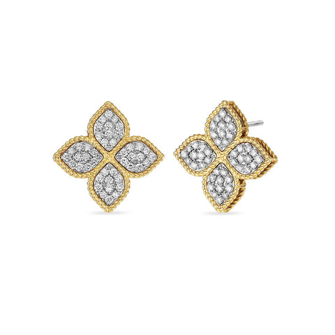 Roberto Coin Princess Flower Large Diamond Stud Earrings-Roberto Coin Princess Flower Large Diamond Stud Earrings -