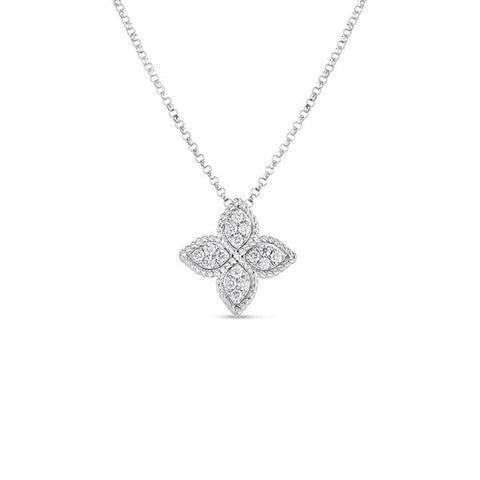 Roberto Coin Princess Flower Medium Diamond Necklace-Roberto Coin Princess Flower Necklace - 7771371AWCHX