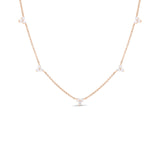 Roberto Coin Diamonds by the Inch 5 Station Flower Necklace-Roberto Coin Rose Gold Diamonds by the Inch 5 Station Flower Necklace - 7773261AX17X