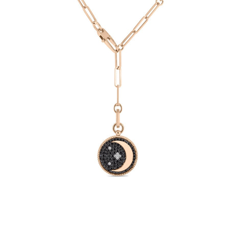 Roberto Coin Venetian Princess Black & White Diamond Half Moon Medallion Necklace-Roberto Coin Venetian Princess Black & White Diamond Half Moon Medallion Necklace - 7773284AB19X
