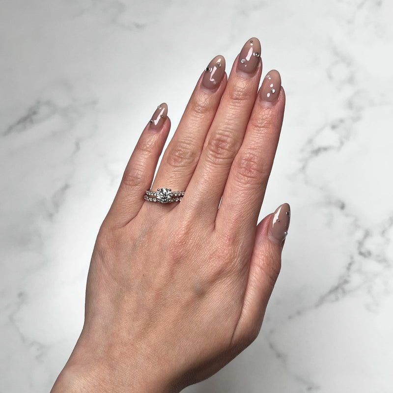 Round-cut Engagement Ring and Band Set-Round-cut Engagement Ring and Band Set - DRFMK03971