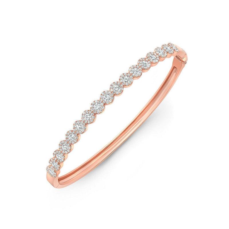 Diamond Halo Halfway Bangle-Round Diamond Halo Bangle - DBMKD00232