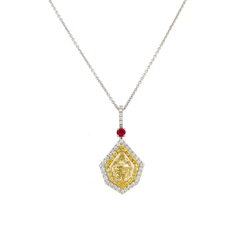 Ruby and Yellow Diamond Necklace-Ruby and Yellow Diamond Necklace - DNUJD00414