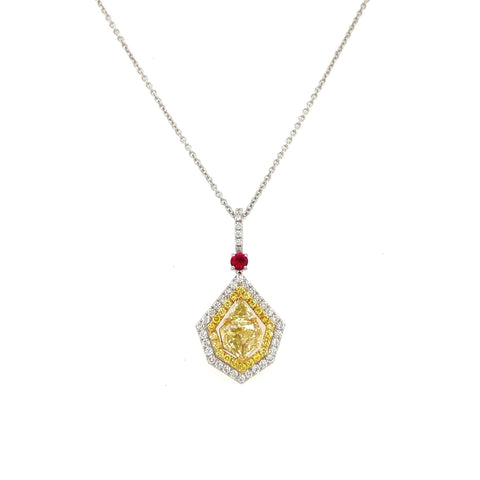 Ruby and Yellow Diamond Necklace-Ruby and Yellow Diamond Necklace - DNUJD00414
