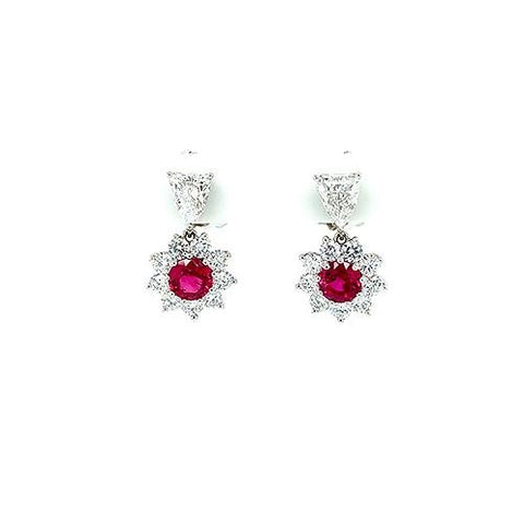 Ruby Diamond Earrings-Ruby Diamond Earrings -