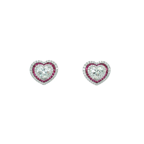 Ruby Diamond Heart Earrings-Ruby Diamond Heart Earrings - REUJD00166