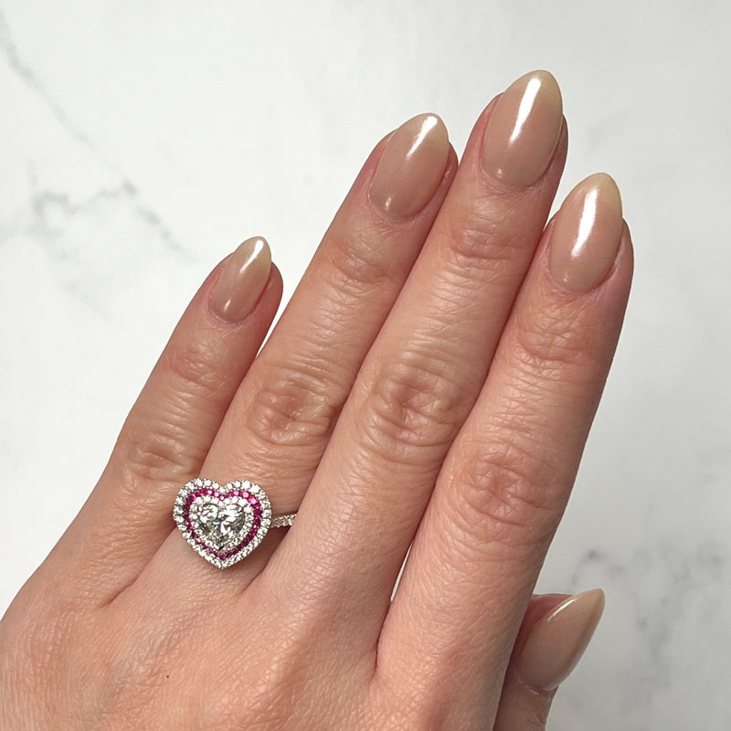 Ruby Diamond Heart Ring-Ruby Diamond Heart Ring - RRUJD00232