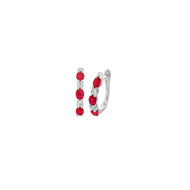 Ruby Diamond Hoop Earrings-Ruby Diamond Hoop Earrings - E6373-R