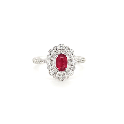 Ruby Diamond Ring-Ruby Diamond Ring - RREDW00430