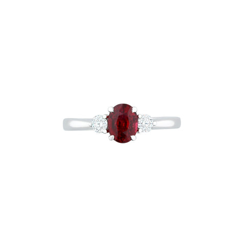 Ruby Diamond Three Stone Ring-Ruby Diamond Three Stone Ring - RRNEL00307