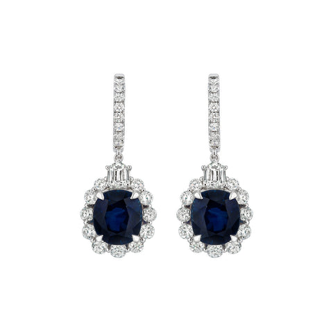 Sapphire and Diamond Drop Earrings-Sapphire and Diamond Drop Earrings - SENEL00158