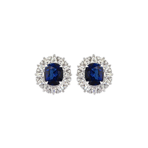 Sapphire and Diamond Stud Earrings-Sapphire and Diamond Stud Earrings - SENEL00141