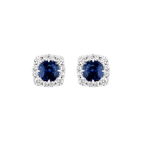 Sapphire and Diamond Stud Earrings-Sapphire and Diamond Stud Earrings - SENEL00190