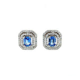Sapphire Diamond Earrings-Sapphire Diamond Earrings -