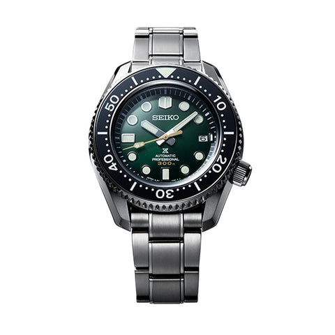 Seiko Prospex 140th Anniversary Limited Edition Saturation Diver SLA047-Seiko Prospex 140th Anniversary Limited Editions - SLA047 - Seiko Prospex 140th Anniversary Limited Edition Saturation Diver in a 44.3mm stainless steel case with green dial on stainless steel bracelet, featuring a date display and automatic movement with up to 50 hours of power reserve.