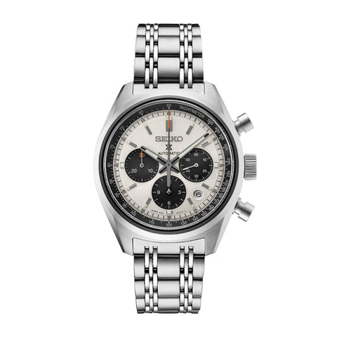 Seiko Prospex Speedtimer Mechanical Chronograph SRQ047-Seiko Prospex Speedtimer Mechanical Chronograph SRQ047 in a 42mm stainless steel case with silver dial on stainless steel bracelet, featuring a chronograph function, date display, and automatic movement with up to 45 hours of power reserve.