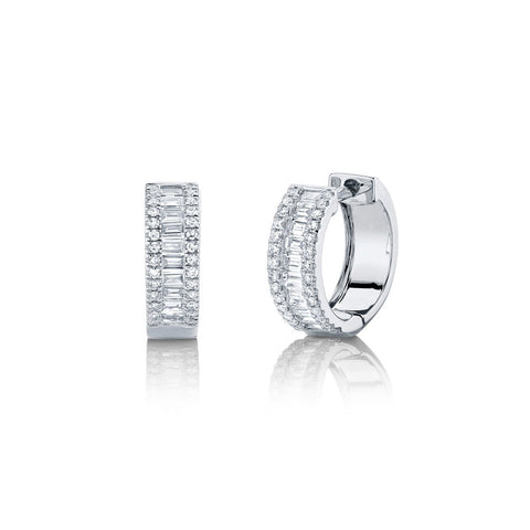 Shy Creation Diamond Baguette Huggie Earrings 0.49 CT-Shy Creation Baguette Huggie Earrings - SC55007094 - Shy Creation Diamond Baguette Huggie Earrings in 14 karat white gold with diamonds totaling 0.49 carats.