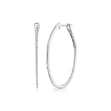 Shy Creation Diamond Baguette Oval Hoop Earrings 0.44 CT-Shy Creation Diamond Baguette Oval Hoop Earrings - SC55004901V2 - Shy Creation Diamond Baguette Oval Hoop Earrings in 14 karat white gold with&nbsp; baguette cut and round cut diamonds totaling 0.44 carats.
