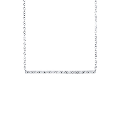 Shy Creation Diamond Bar Necklace 0.08 CT-Shy Creation Diamond Bar Necklace in 14 karat white gold with diamonds totaling 0.08 carats total weight.