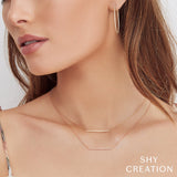 Shy Creation Diamond Bar Necklace 0.08 CT-Shy Creation Diamond Bar Necklace - SC55001291