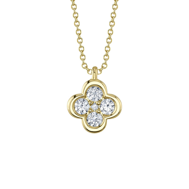 Shy Creation Diamond Clover Necklace 0.34 CT-Shy Creation Diamond Clover Necklace - SC22009362