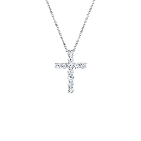 Shy Creation Diamond Cross Necklace 0.32 CT-Shy Creation Diamond Cross Necklace in 14 karat white gold with diamonds totaling 0.32 carats.