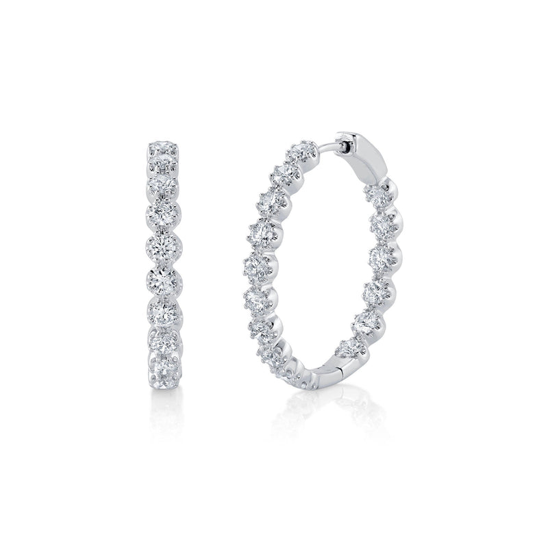 Shy Creation Diamond Crown Setting Hoop Earrings 2.08 CT-Shy Creation Diamond Crown Setting Hoop Earrings - SC55023901D1.00