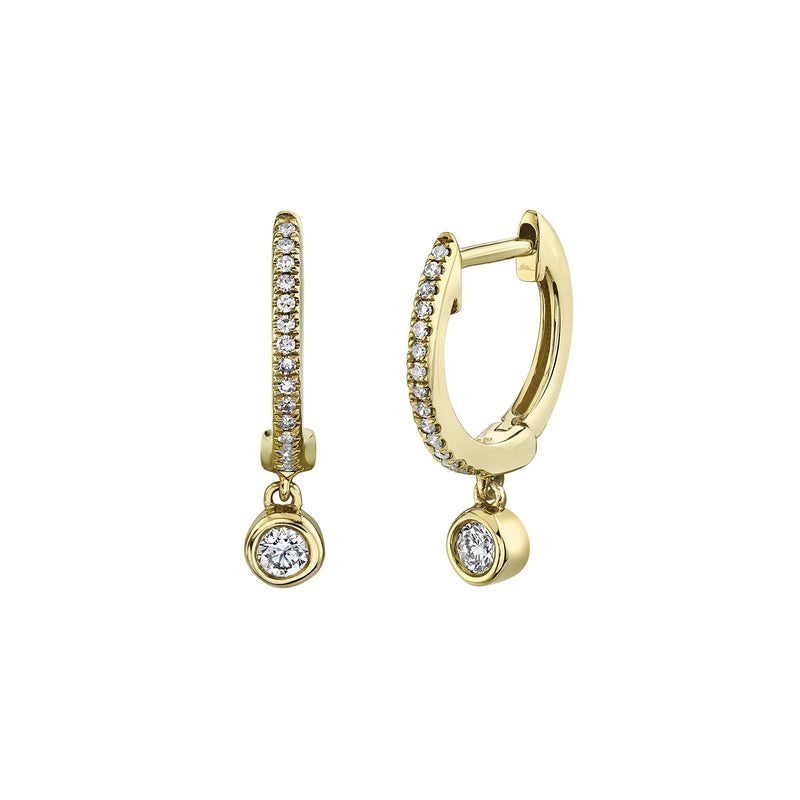 Shy Creation Diamond Huggie Earrings 0.14 CT-Shy Creation Diamond Dangle Huggie Earrings - SC22007645