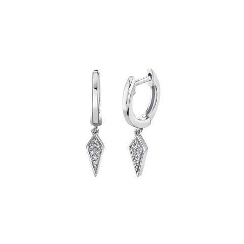 Shy Creation Diamond Huggie Earrings 0.04 CT-Shy Creation Diamond Dangle Huggie Earrings - SC22007653
