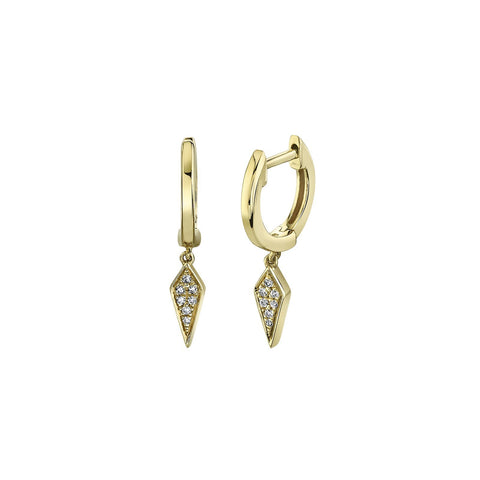 Shy Creation Diamond Huggie Earrings 0.04 CT-Shy Creation Diamond Dangle Huggie Earrings - SC22007654