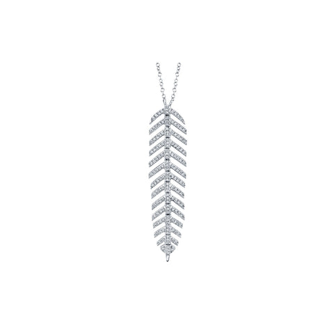 Shy Creation Diamond Feather Necklace 0.29 CT-Shy Creation Diamond Feather Necklace - SC55006044