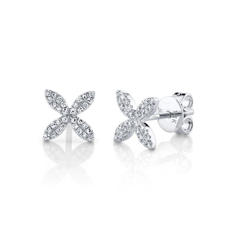 Shy Creation Diamond Flower Stud Earrings 0.16 CT-Shy Creation Diamond Flower Earrings - SC55002161