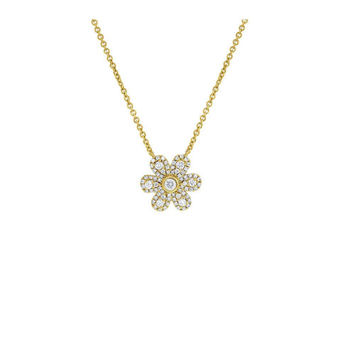 Shy Creation Diamond Flower Necklace 0.32 CT-Shy Creation Diamond Flower Necklace - SC55005678
