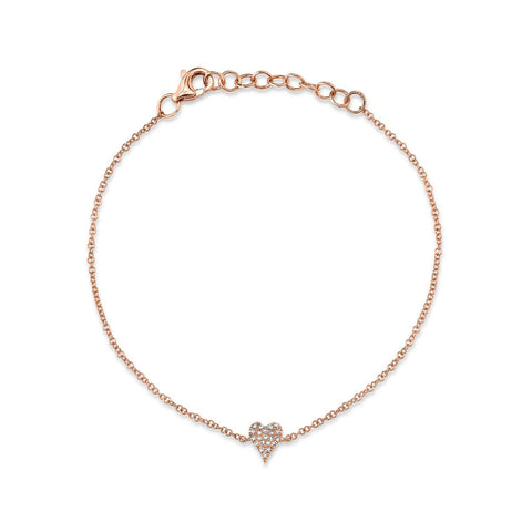 Shy Creation Diamond Pave Heart Bracelet 0.05 CT-Shy Creation Diamond Heart Bracelet - SC55007635