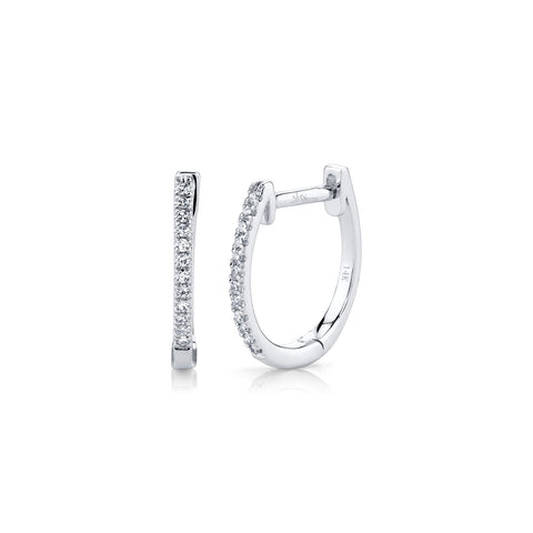 Shy Creation Diamond Huggie Earrings-Shy Creation Diamond Huggie Earrings - SC55001597 - Shy Creation Diamond Huggie Earrings in 14 karat white gold with diamonds totaling 0.08 carats.