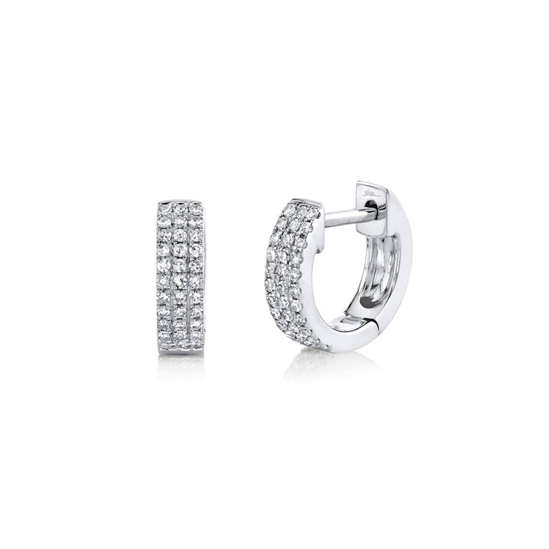 Shy Creation Diamond Pave Mini Huggie Earrings 0.17 CT-Shy Creation Diamond Huggie Earrings - SC55009012
