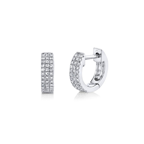 Shy Creation Diamond Pave Mini Huggie Earrings 0.17 CT-Shy Creation Diamond Huggie Earrings - SC55009012